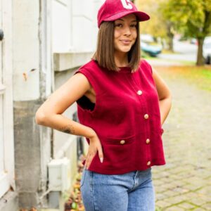 Casquette velours bordeau