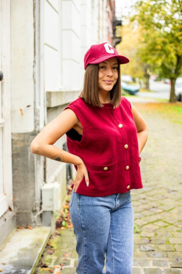 Casquette velours bordeau