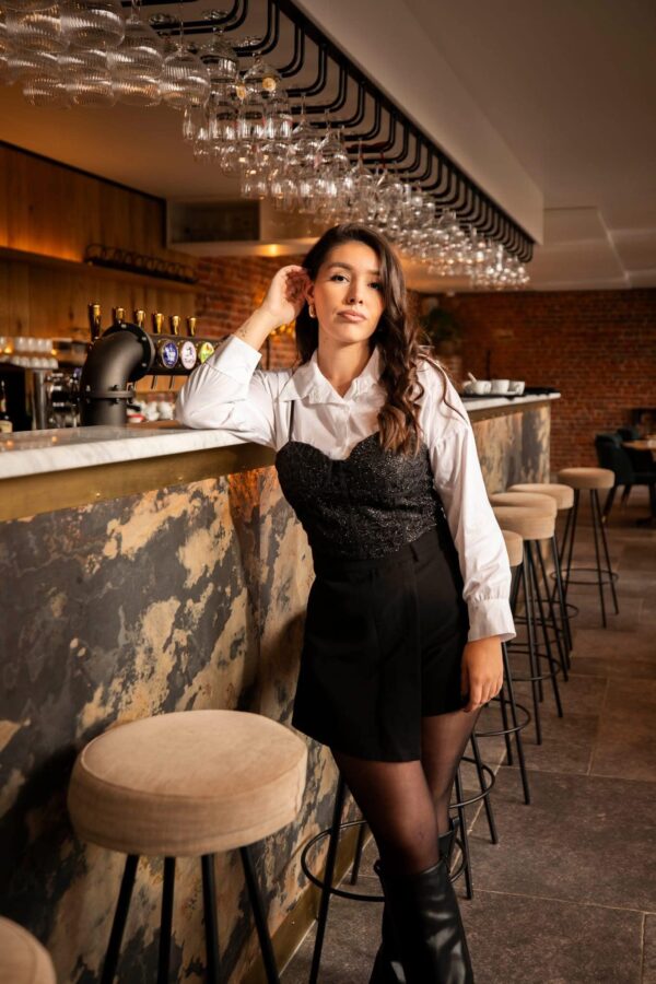Top effet corset paillette