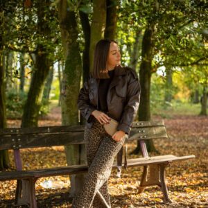Veste simili cuir chocolat