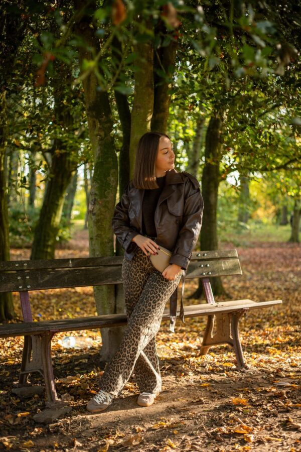 Veste simili cuir chocolat